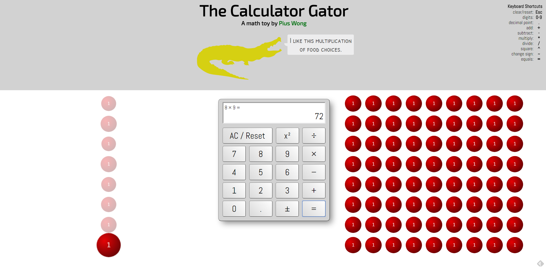 Multiplying on The Calculator Gator